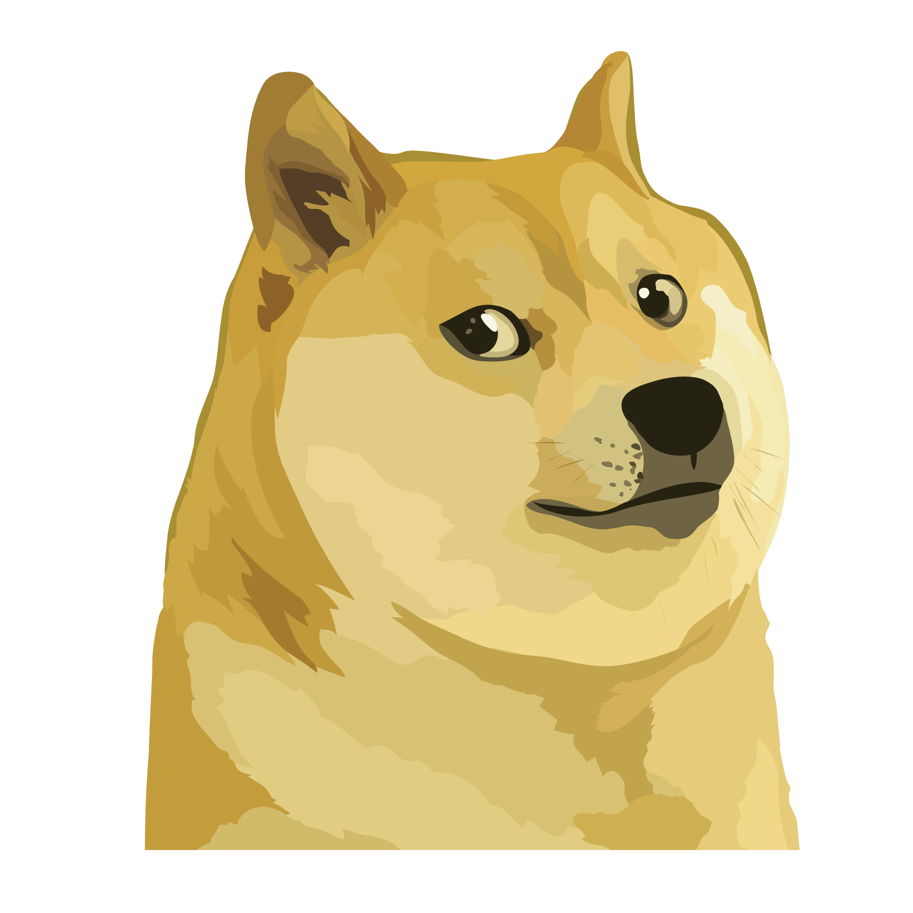 柴犬の顔を描いた茶色と黄色のイラスト