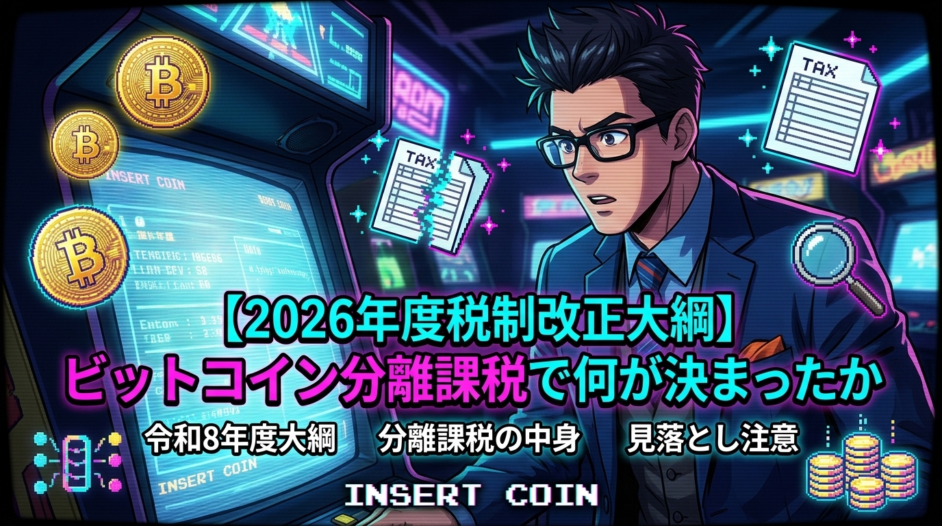 ついに決まった!見出しの裏側を読むについて令和8年度大綱や分離課税の中身や見落とし注意などの要素を描いたイラスト