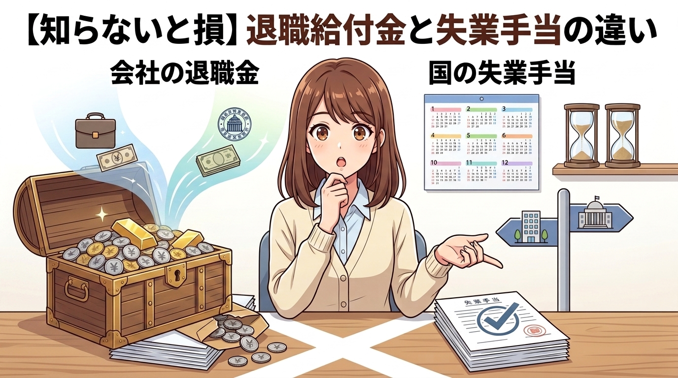 【知らないと損】退職給付金と失業手当の違い|2025年4月改正も反映に関するアイキャッチ画像