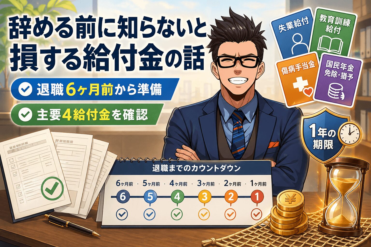 辞める前に知らないと損する給付金の話に関するアイキャッチ画像