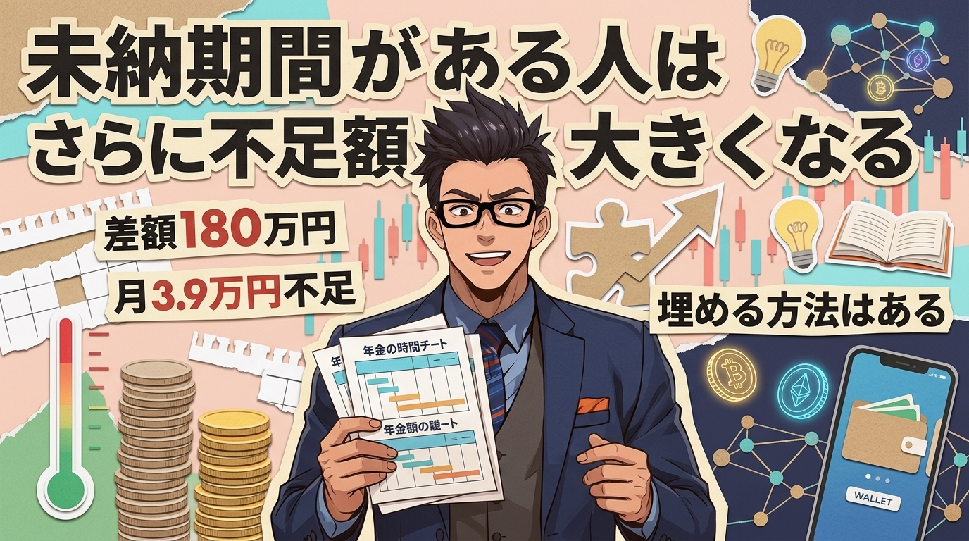 未納の代償について差額180万円や月3.9万円不足や埋める方法はあるなどの要素を描いたイラスト