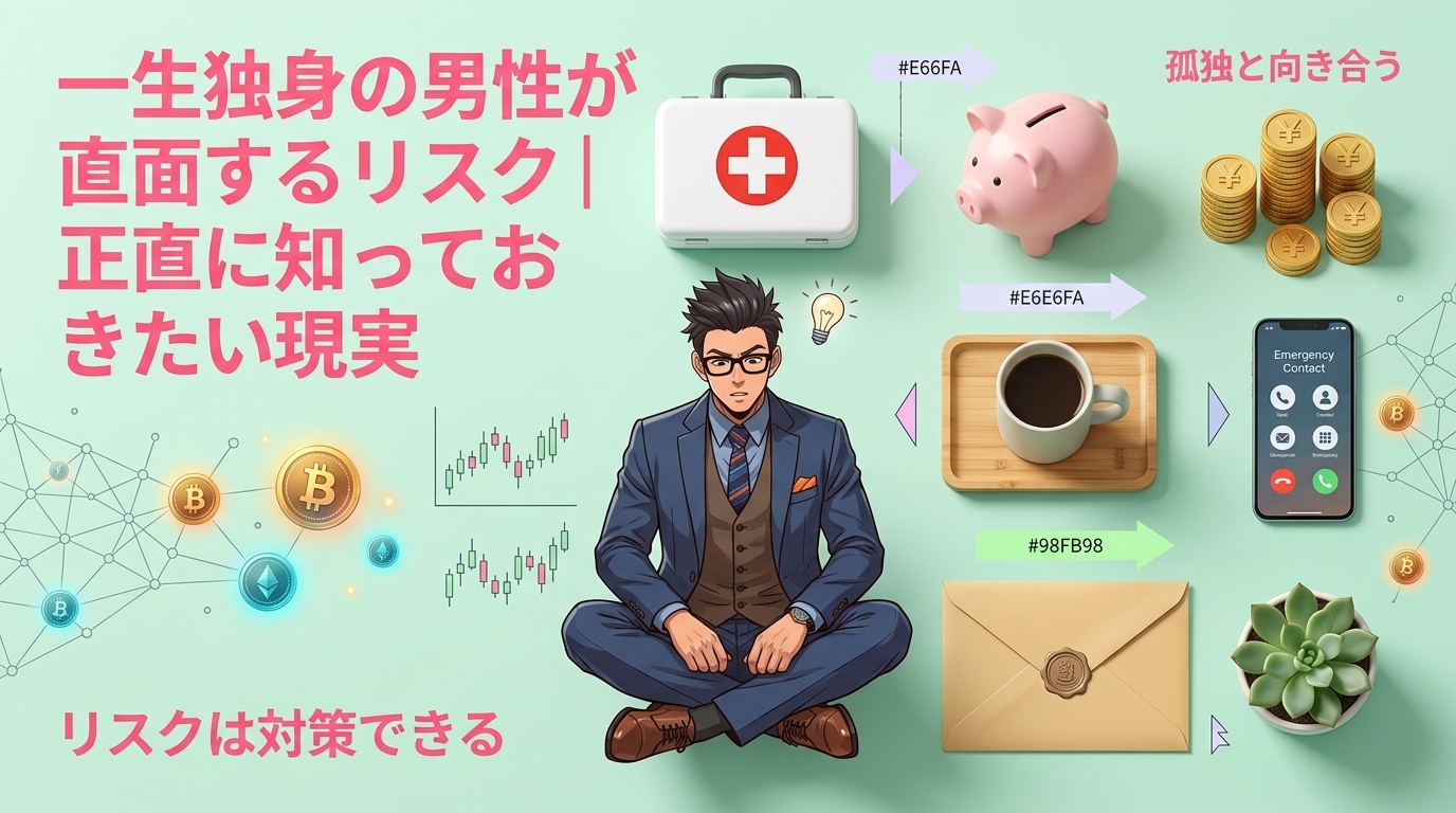 知れば怖くない、備えの話についてリスクは対策できるや孤独と向き合うなどの要素を描いたイラスト