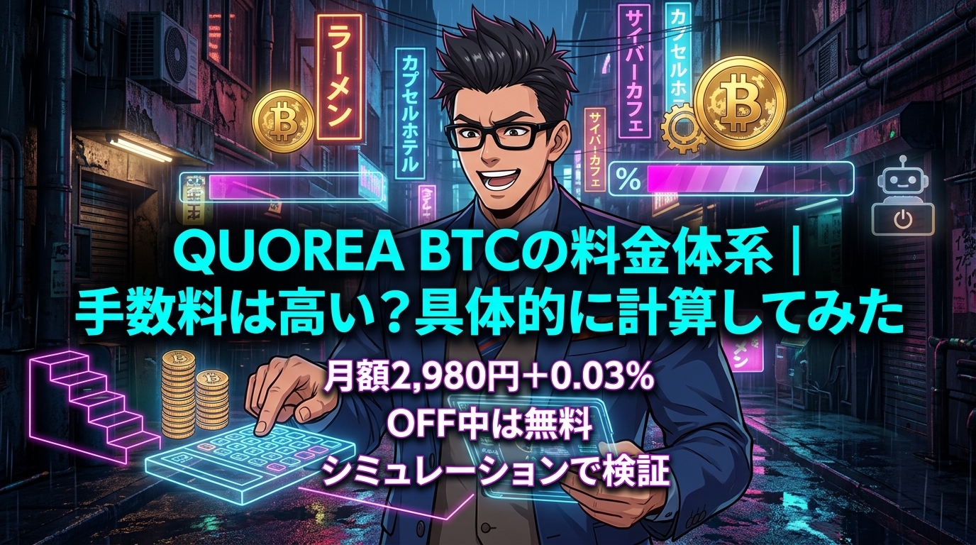 使わない月はタダ、その仕組み知ってる?について月額2,980円+0.03%やOFF中は無料やシミュレーションで検証などの要素を描いたイラスト