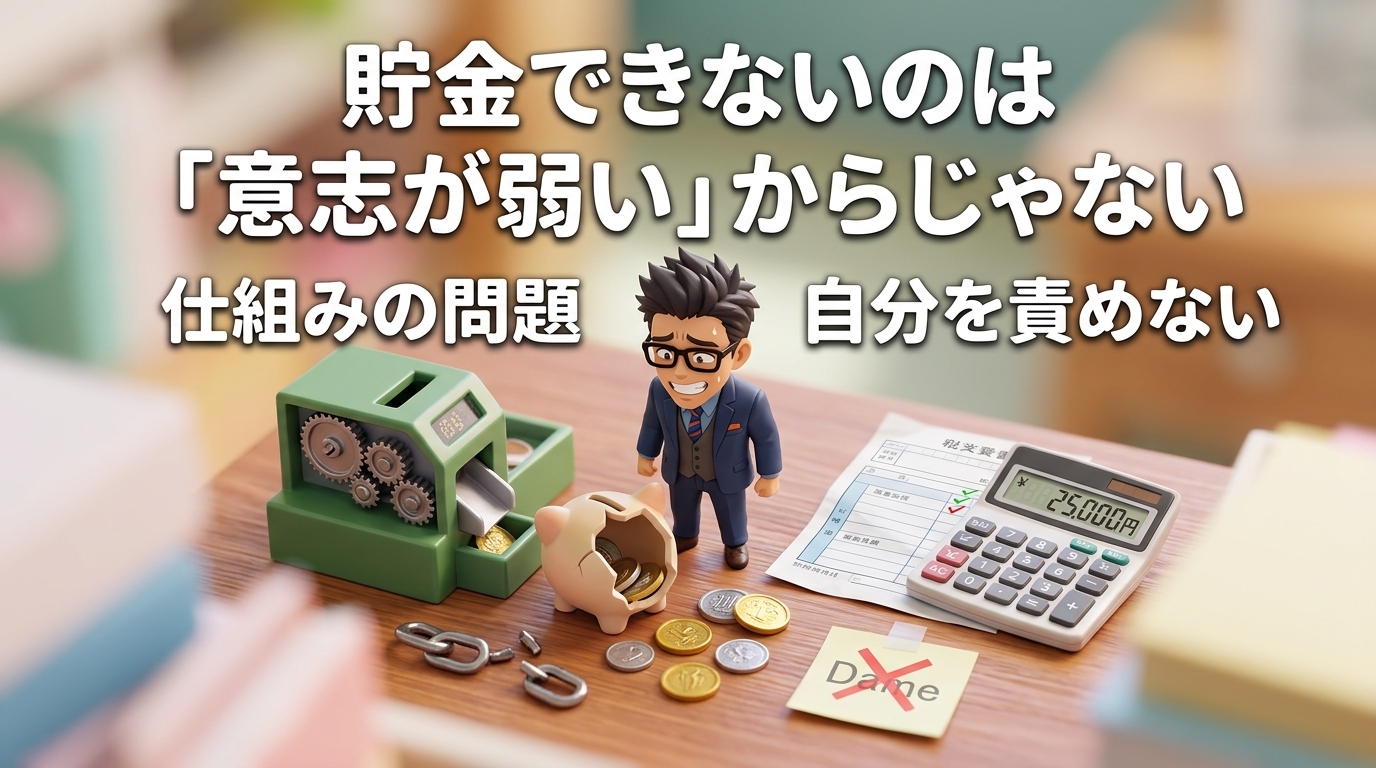 意志のせいじゃないについて仕組みの問題や自分を責めないなどの要素を描いたイラスト