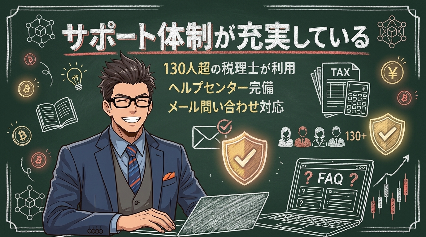迷ったとき、頼れる場所があるかについて130人超の税理士が利用やヘルプセンター完備やメール問い合わせ対応などの要素を描いたイラスト