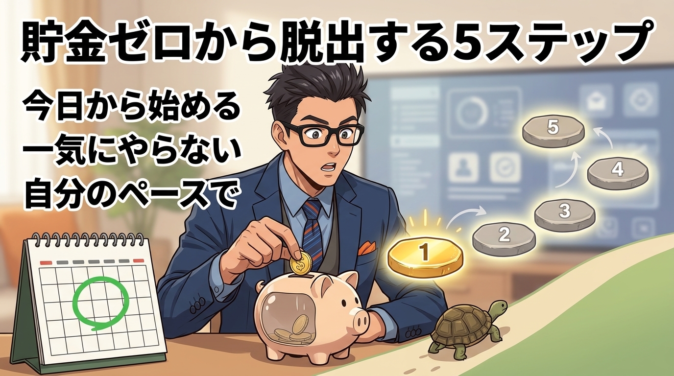 まずはStep 1だけでいいについて今日から始めるや一気にやらないや自分のペースでなどの要素を描いたイラスト