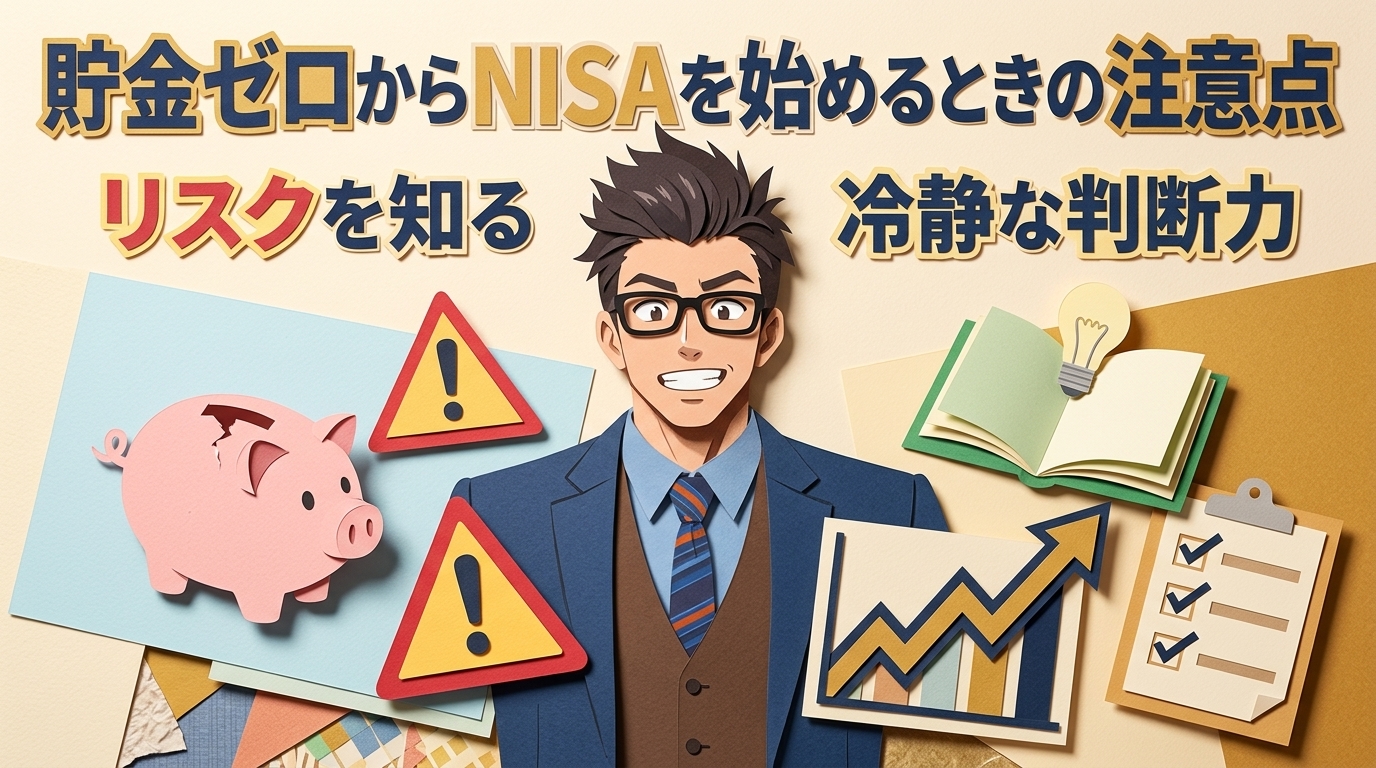 始める前に知っておきたいことについてリスクを知るや冷静な判断力などの要素を描いたイラスト