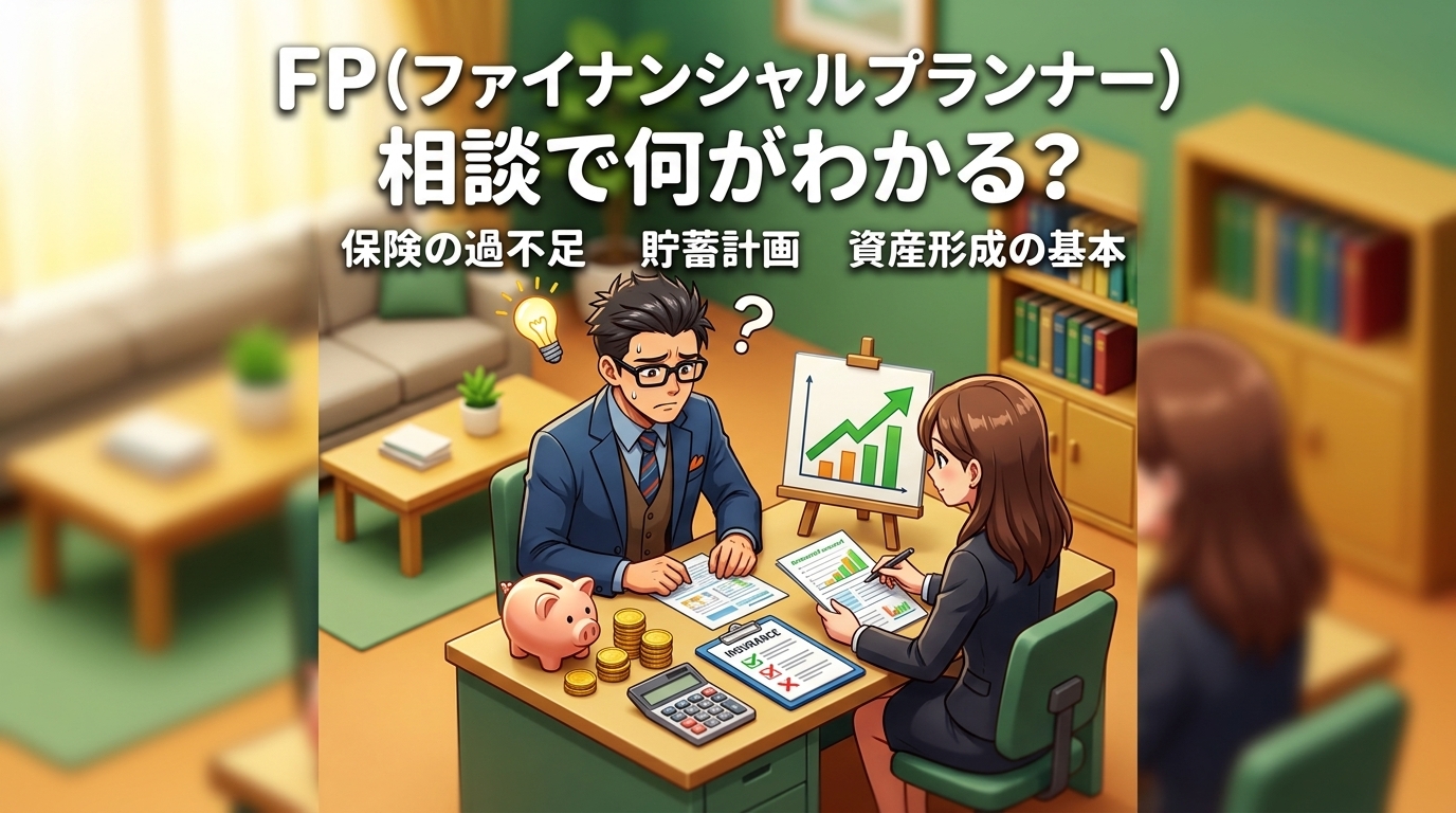 家計の健康診断について保険の過不足や貯蓄計画や資産形成の基本などの要素を描いたイラスト
