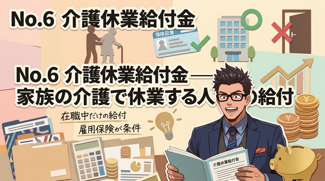 辞める前に知ってについて在職中だけの給付や雇用保険が条件などの要素を描いたイラスト