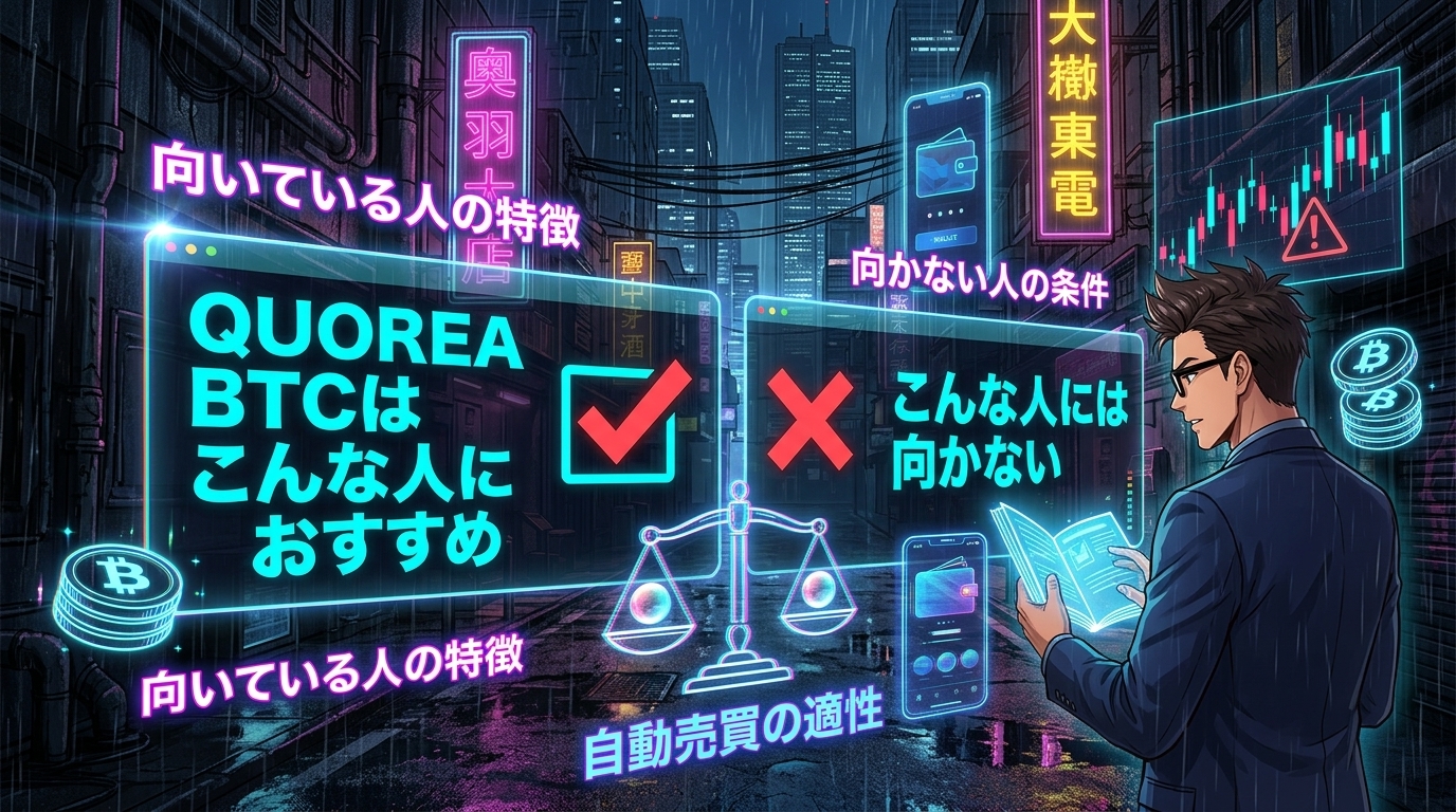 あなたに合う?合わない?見極めポイントについて向いている人の特徴や向かない人の条件や自動売買の適性などの要素を描いたイラスト