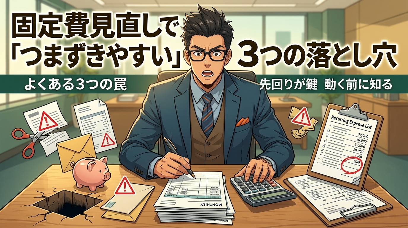 その節約、逆効果かもについてよくある3つの罠や先回りが鍵や動く前に知るなどの要素を描いたイラスト